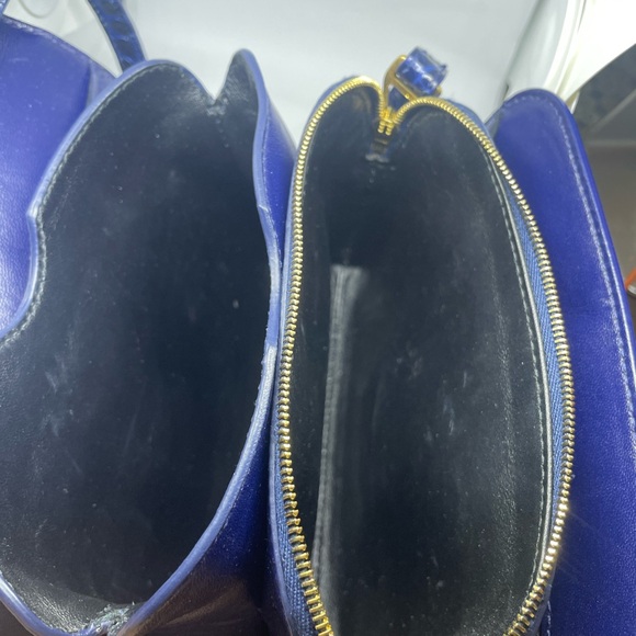 Balenciaga Small Embossed Croc B Navy Bag - Picture 7 of 9